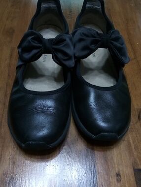 Mark Nason Black Satin Bow Mary Jane Athletic Flats
